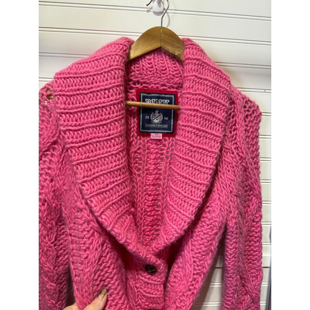 Victoria’s Secret PINK Wool Cable Knit Belted Cardigan Size S - Picture 3 of 12